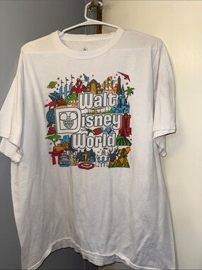 Disney White Walt Disney World Colorful Icon Graphic Tee